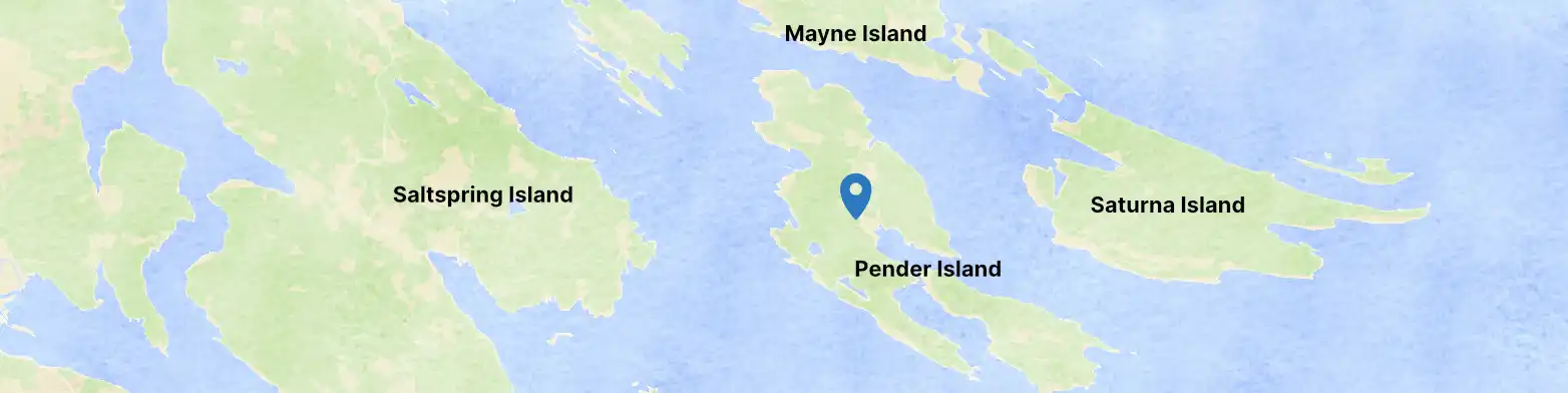 Map of Pender Island and the surrounding Gulf Islands